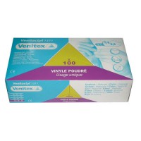 Boite de 100 gants jetables en vinyle taille 9 / 9,5