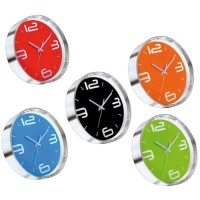 Pendule ronde plastique collection chrome 27,5 cm