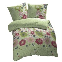 Housse de couette Fleurs Vertes 220x240cm + 2 Taie 65x65cm