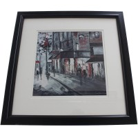 Cadre Town Rue Commerçante 30x30cm