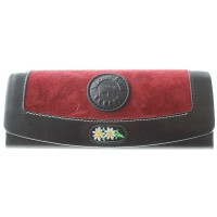 Étui à lunettes Michel Jordi daim noir et rouge