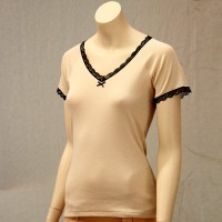 T-shirt poudré noir manches courtes Achel