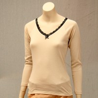 T-shirt poudré noir manches longues Achel