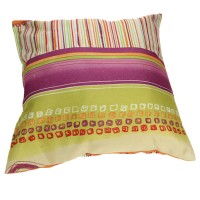 Coussin rayé vert et violet