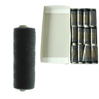 Lot de 12 rouleaux de fil de couture noir